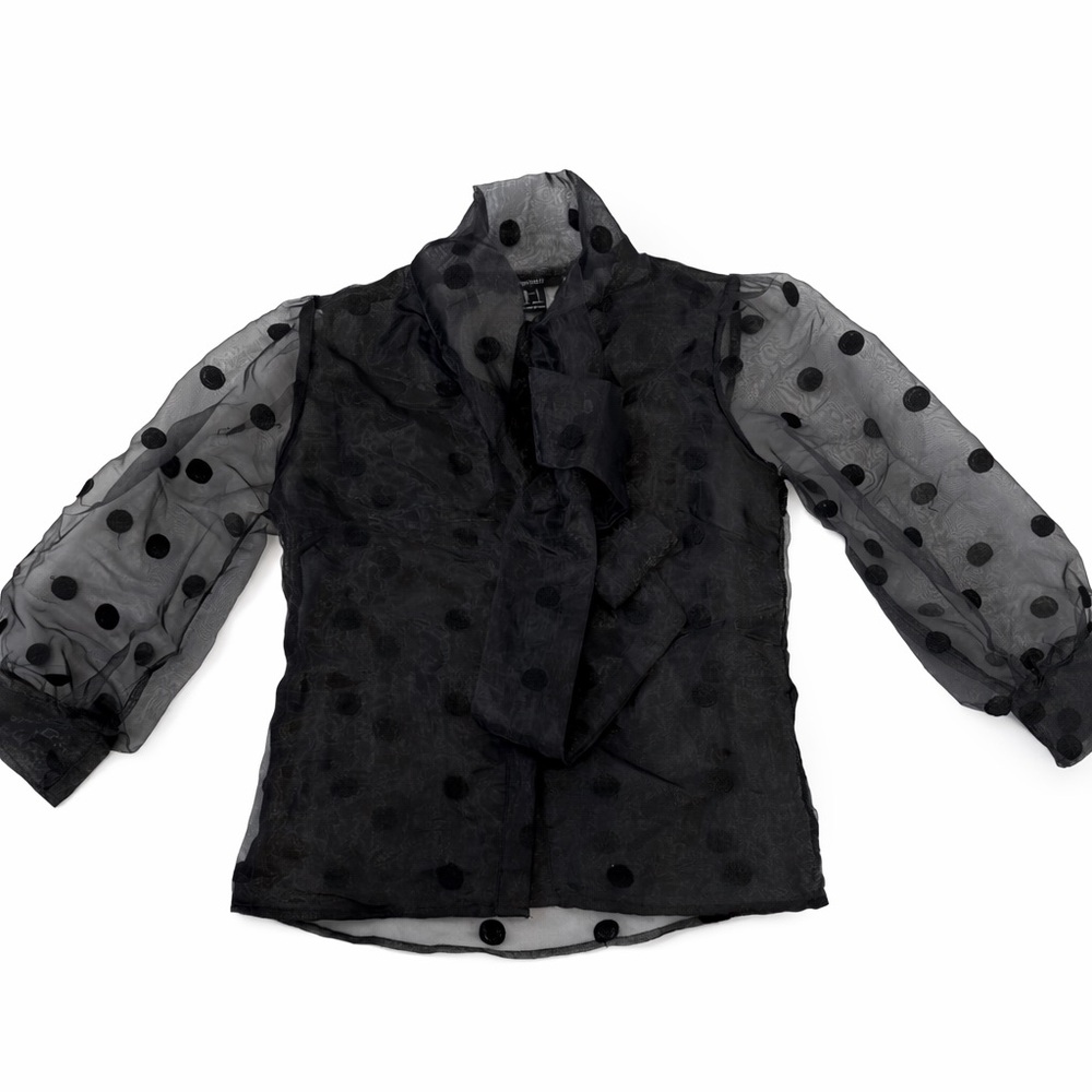 Forever 21 Black Sheer Polka Dot Top